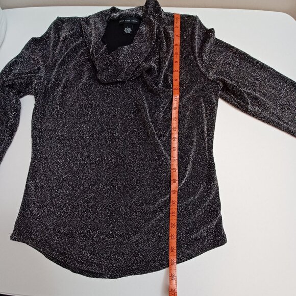 Joan Vass Black Shiny Sparkly Evening New Years Eve Night Out Top Size Large - Picture 6 of 6